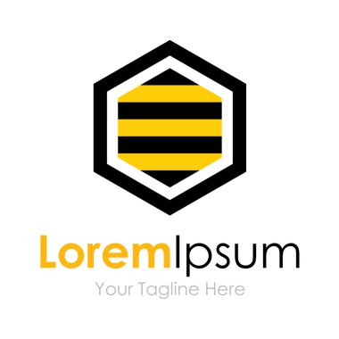 Sarı siyah arı altıgen şekil kavramı öğeleri simge logosu