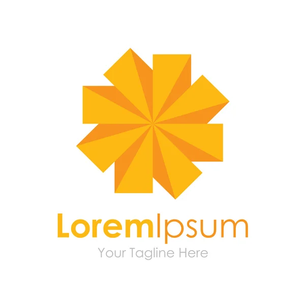 Amarillo hermosa flor origami concepto elementos icono logo — Archivo Imágenes Vectoriales