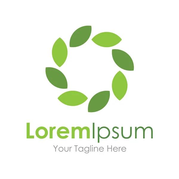 Логотип піктограми елементів екологічного кола зеленого листя — стоковий вектор