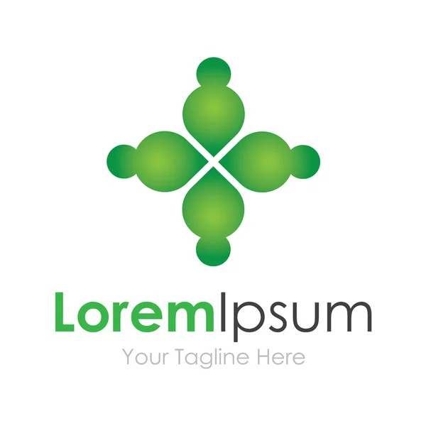 Yeşil 4 konsept ortaklık unsurları logosu — Stok Vektör
