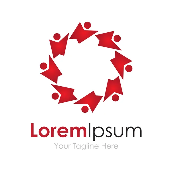 Rode partnerschap communautaire cirkel steun concept elementen pictogram logo — Stockvector