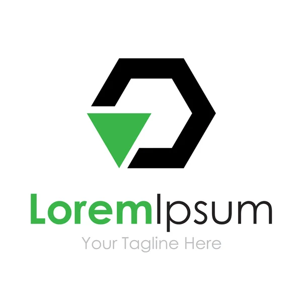Forme hexagonale avec flèche verte futurs éléments conceptuels icône logo — Image vectorielle