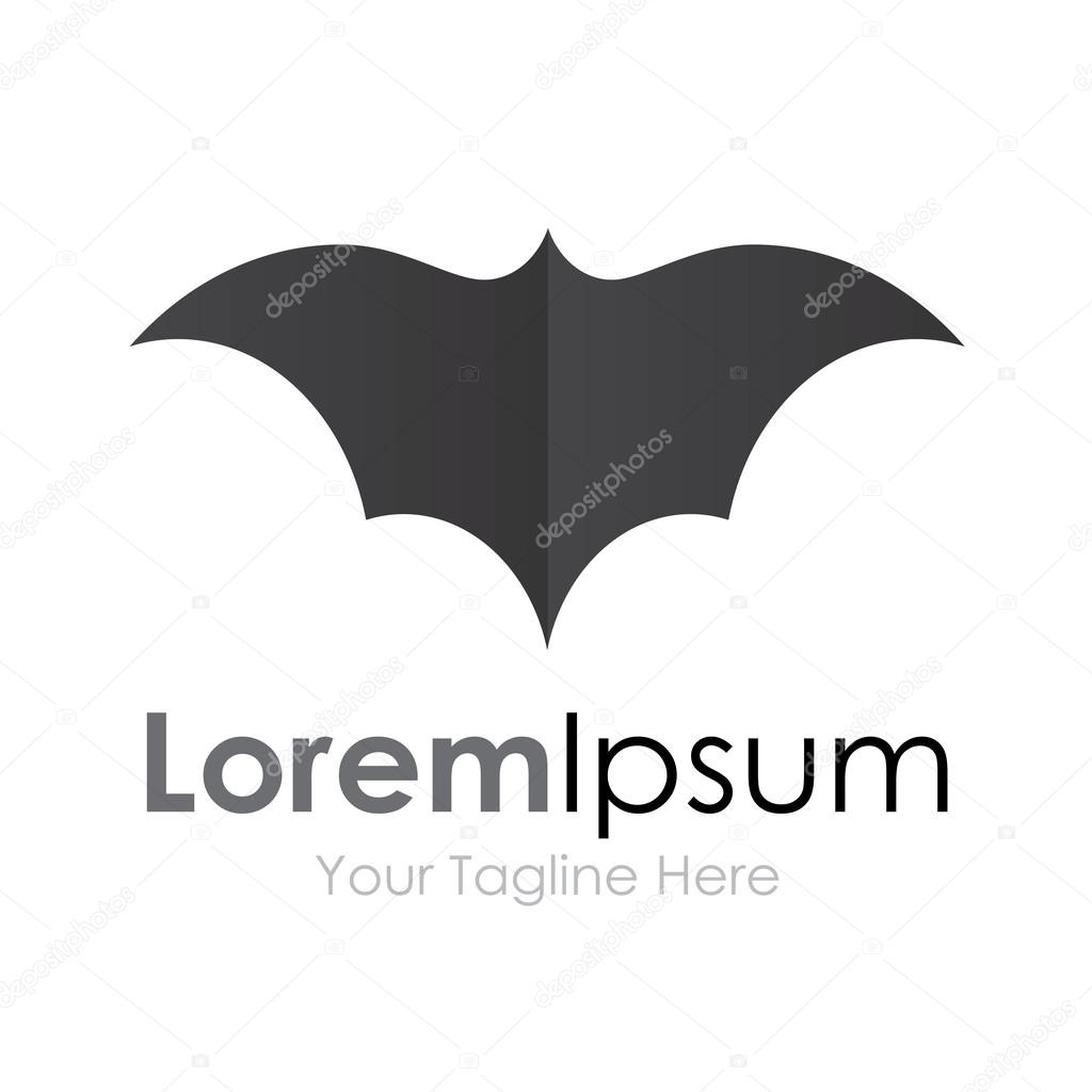 Grey batman bat open wings flying concept elements icon logo