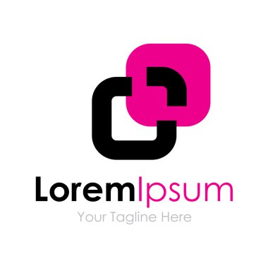 Pembe yanıp sönme kare iş kalıp öğesi simgesi logo