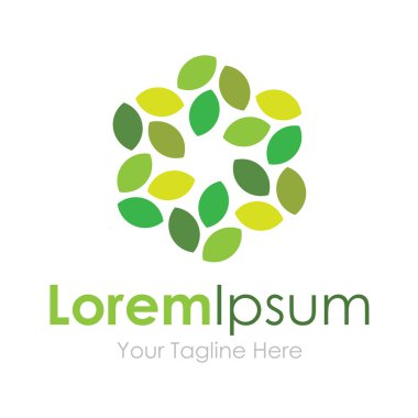 Çiçek Eko öğe simgeleri iş logo döşeli yeşil yaprakları