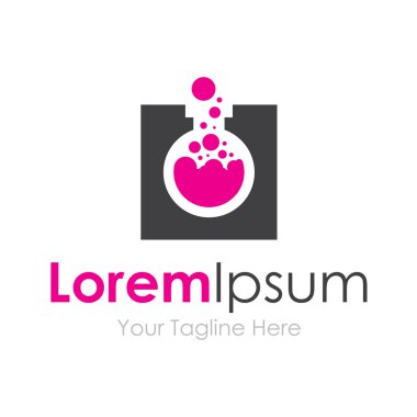 Çılgın deney mor sıvı test tüpü öğe simgeleri iş logo