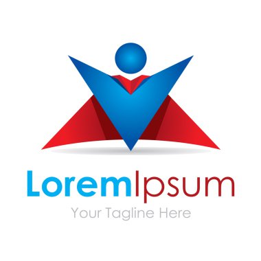 Süper adam kırmızı göstermek ana öğe simgeleri iş logo