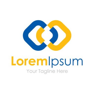 Mavi ve sarı zincir öğesi simgesi logo iş için koru