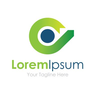 Mavi nokta Yeşil ok daire öğe simgeleri iş logo