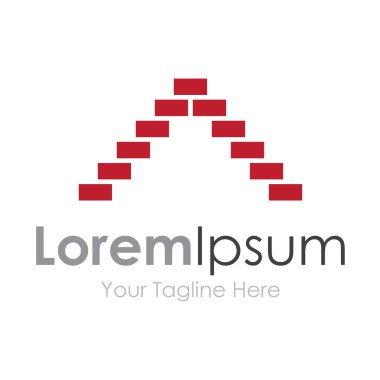 Kırmızı tuğlalı ev çatı öğe simgeleri iş logo