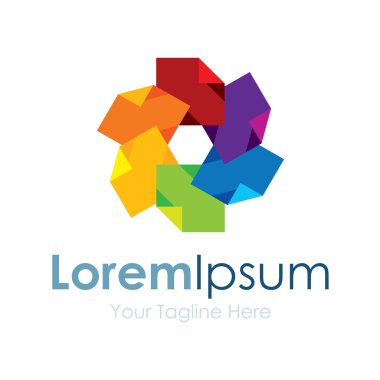 Büyük sosyal renkli kağıt bakım öğe simgeleri iş logo