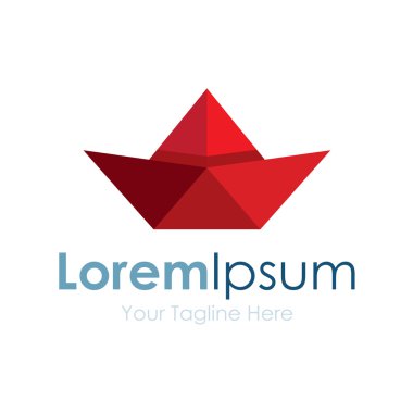 Kırmızı tekne kağıt origami yolculuk öğe simgeleri iş logo