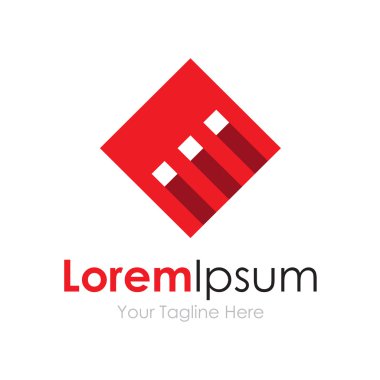 Kırmızı soyut teknik buzz kare öğeleri simge logosu