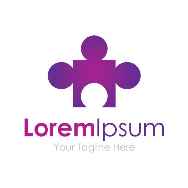 İnsan parçası bulmaca mor renkli öğesi simgesi logo iş için