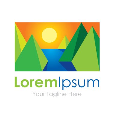 iş için 3D güzel manzara gündoğumu doğa eleman kutsal kişilerin resmi logosu