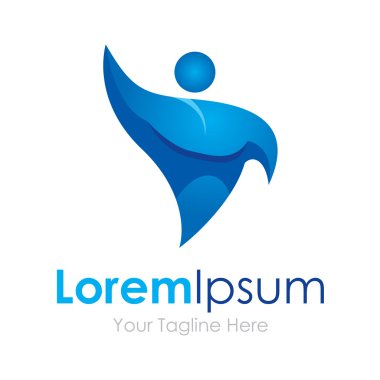 Merhaba mavi güçlü adam öğe su kutsal kişilerin resmi logo iş için