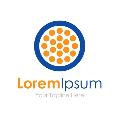 Mavi daire turuncu noktalar öğesi simgesi logo iş için