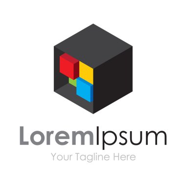 Kara kutu öğe simgesi logo iş için gizli yaratıcılık renkli kareler
