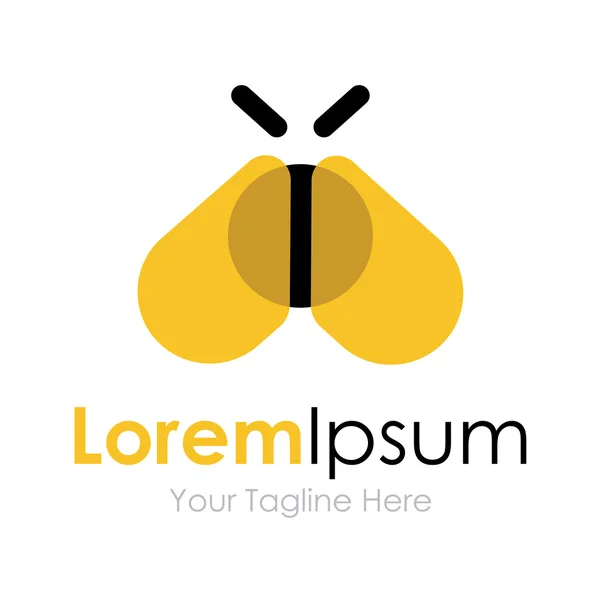 Gelbe niedliche Käfer mit riesigen Flügeln Business-Element-Symbol-Logo — Stockvektor