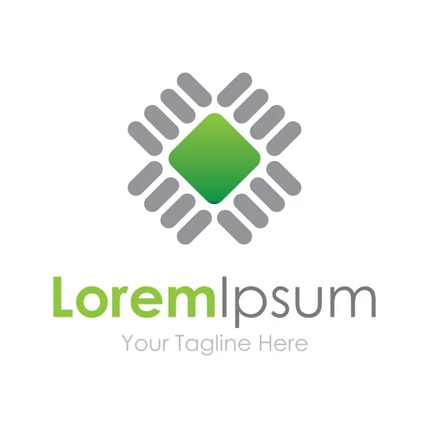 Logo dell'icona dell'elemento di business della tecnologia di produzione chip verde — Vettoriale Stock