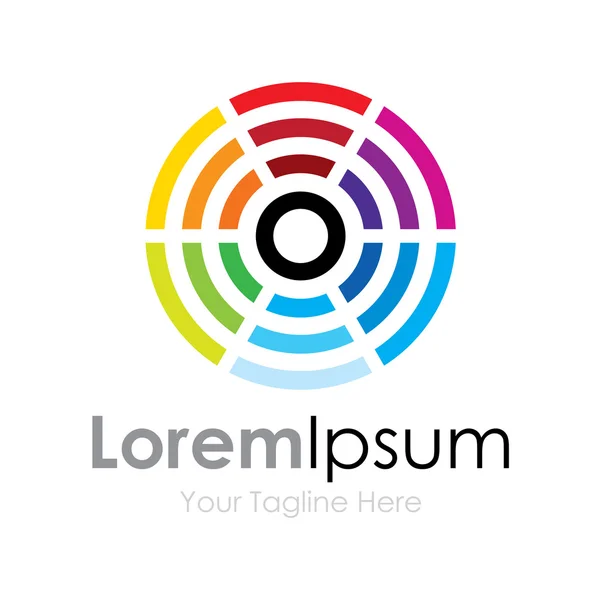 Центр радуги цветовых кругов элементов иконки бизнес-логотип — стоковый вектор