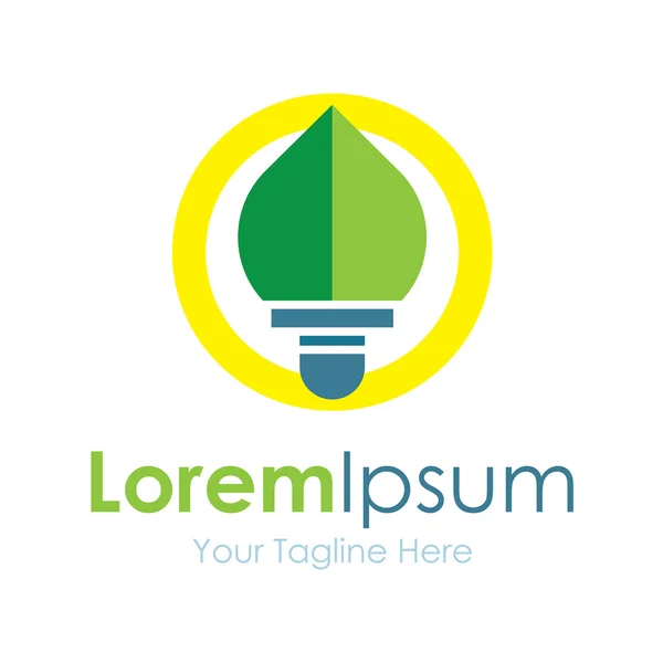Lâmpada verde folha ideia elemento ícones logotipo do negócio — Vetor de Stock