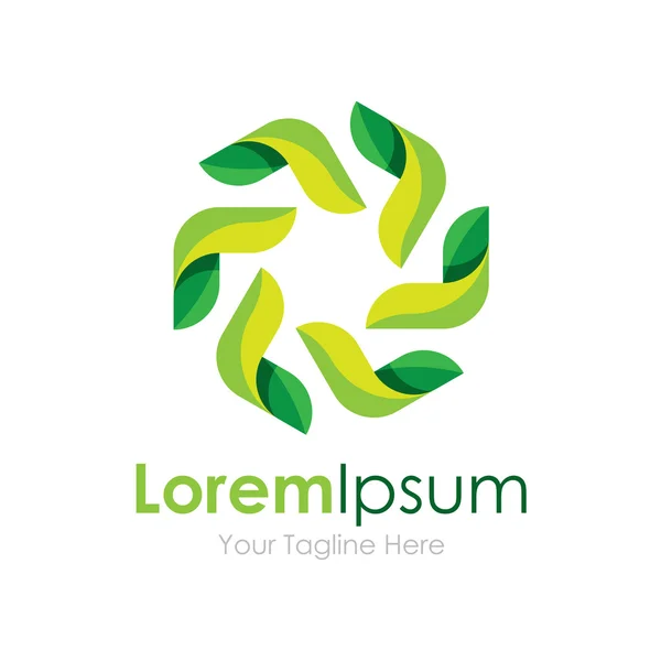 Blad groene cirkel harmonie element pictogram logo voor bedrijf — Stockvector