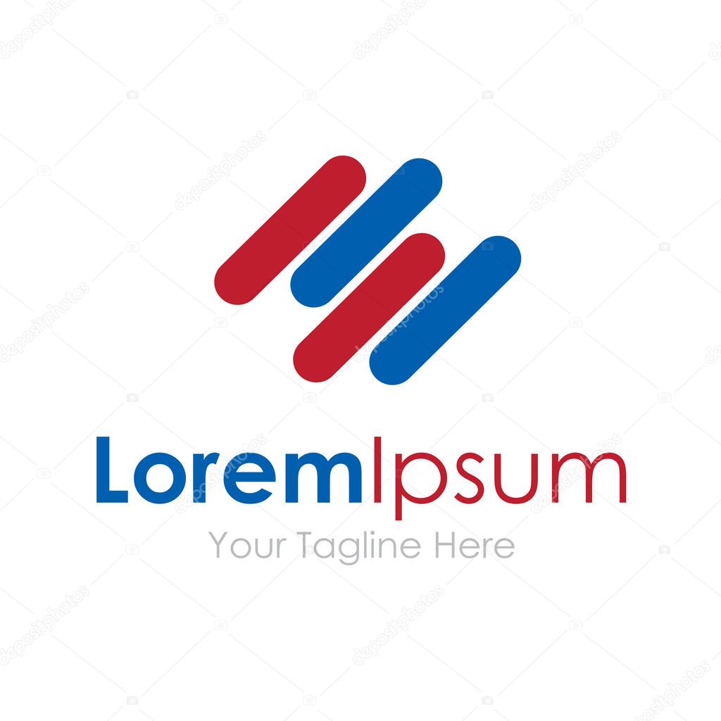 Abstract blue and red lines bussiness element icon logo