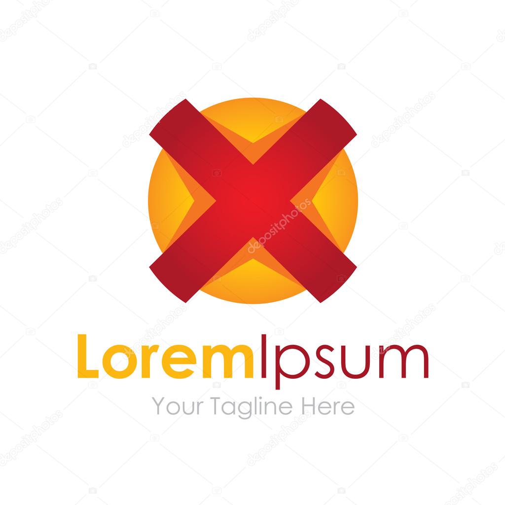 Big red x button rejection bussiness element icon logo
