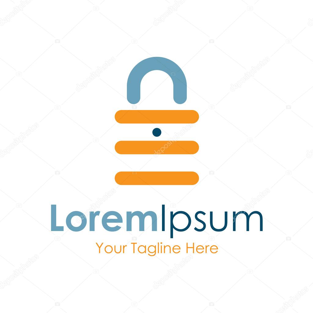 Cool yellow lock mechanism key bussiness element icon logo