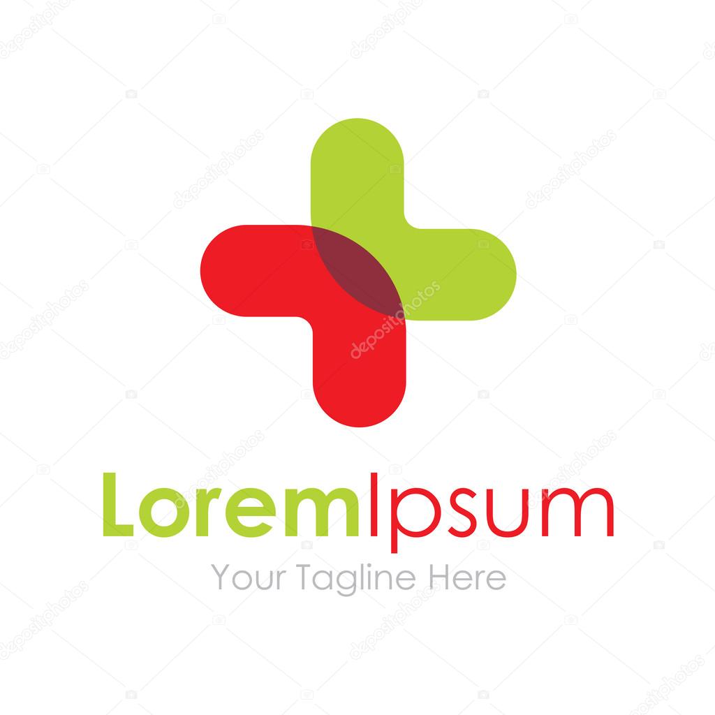 Red and green cross element help icons business logo