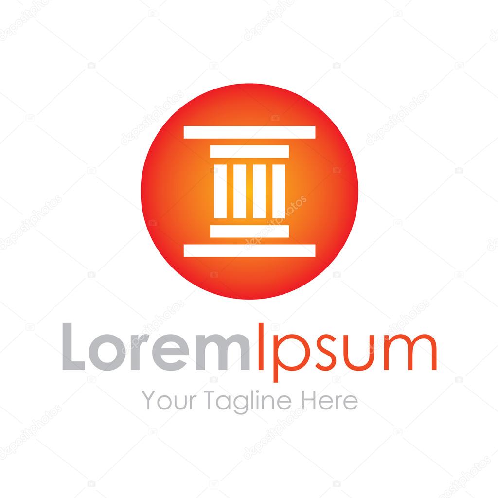 Column strenght foundation Greek style building element icons business logo