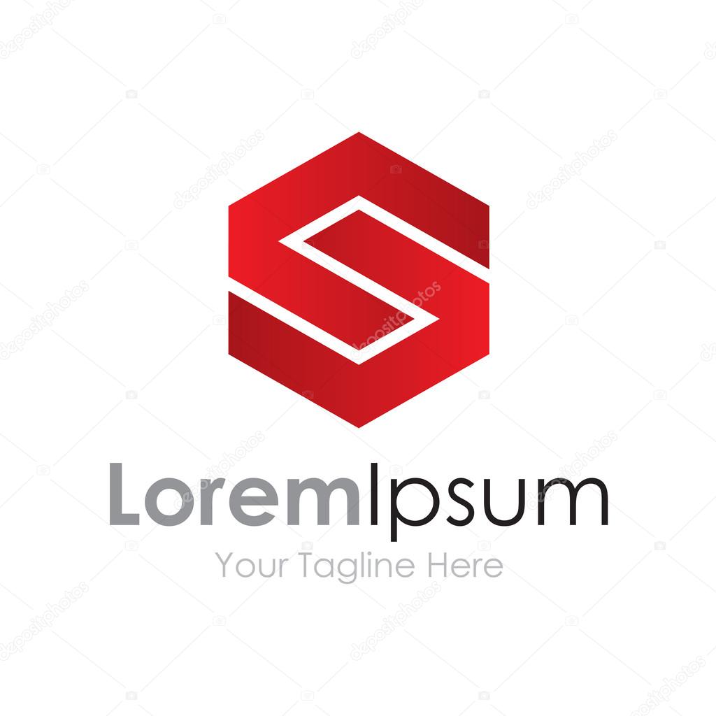 S strong capital red letter business element icon logo