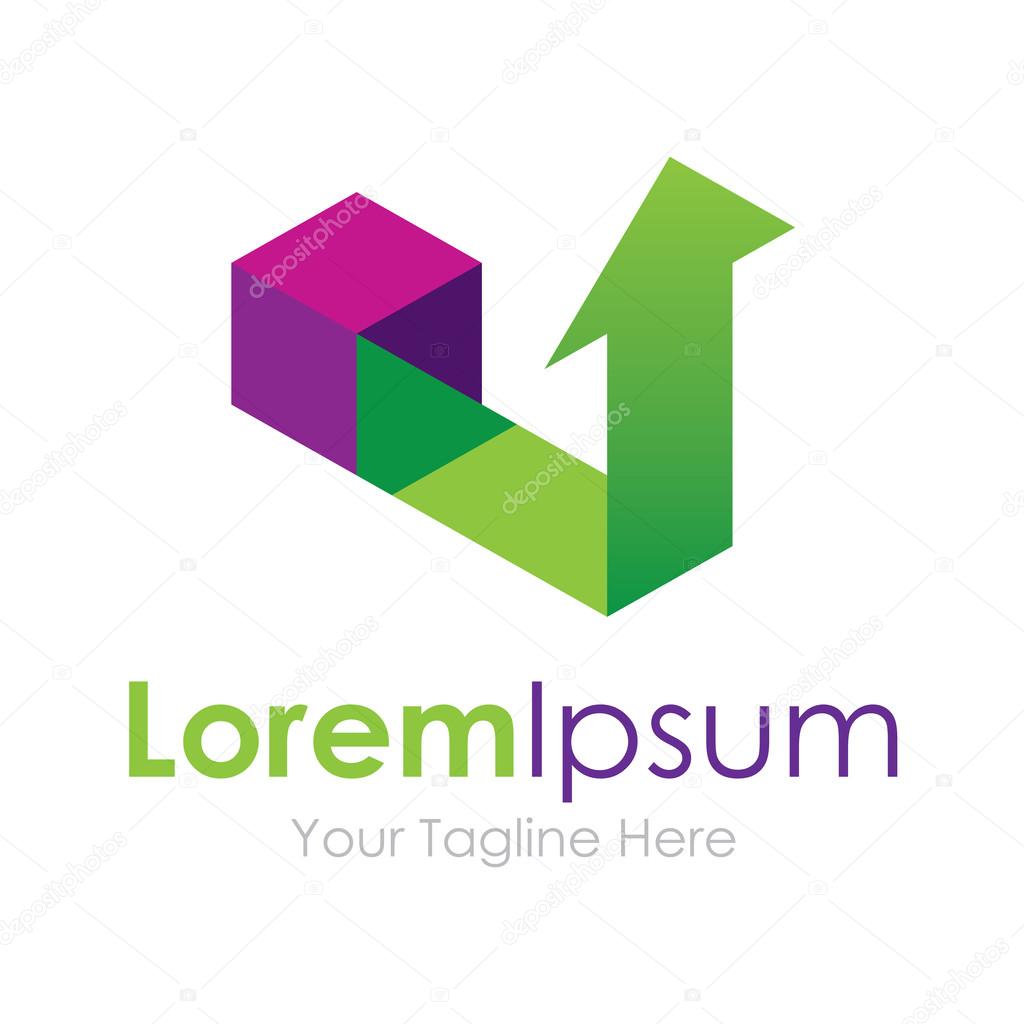 Unbox your success green arrow element icon logo for business