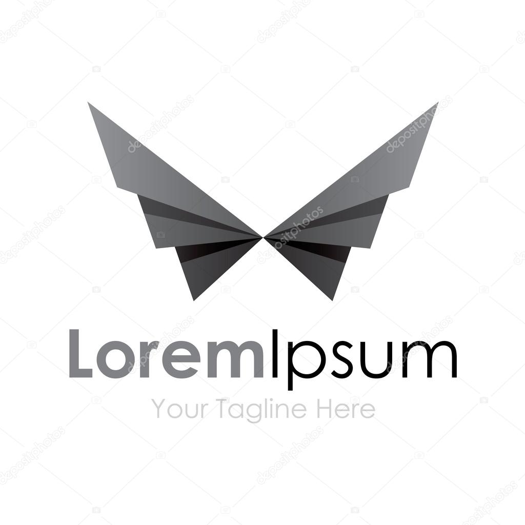 Black geometric wings bird element icons business logo