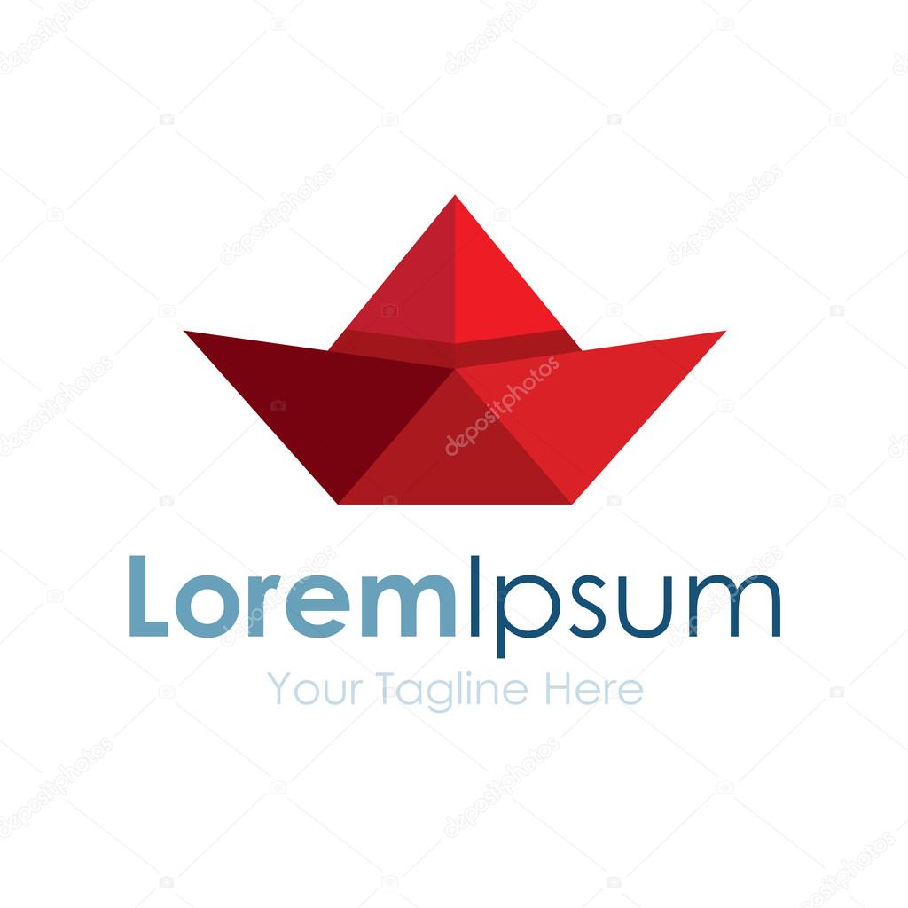 Red boat paper origami voyage element icons business logo