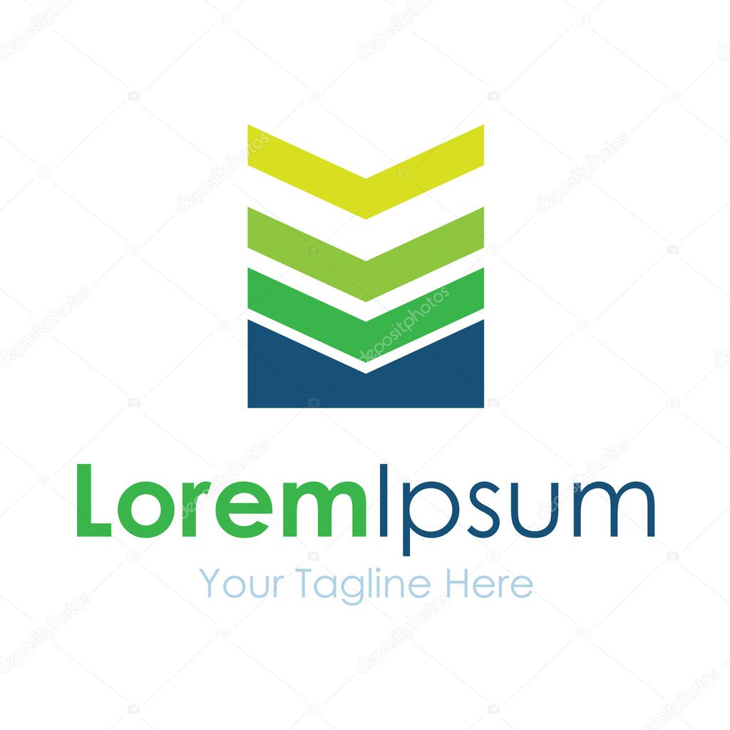 Green arrow down 3 element icon logo for business