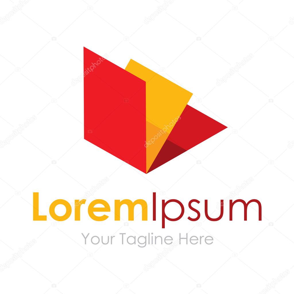 Red and gold open file element icon logo for business