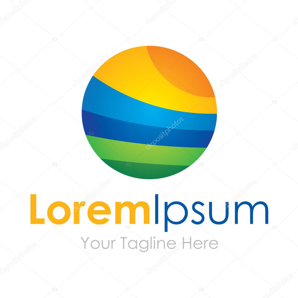 Earth circle sphere breaking colors landscape element icon logo for business