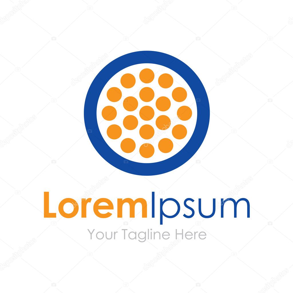 Blue circle orange dots element icon logo for business