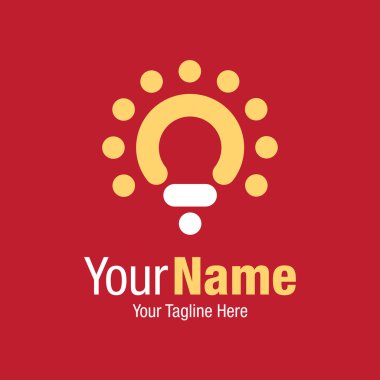 Kırmızı ışık ampul fikir sembolü grafik tasarım logo simge