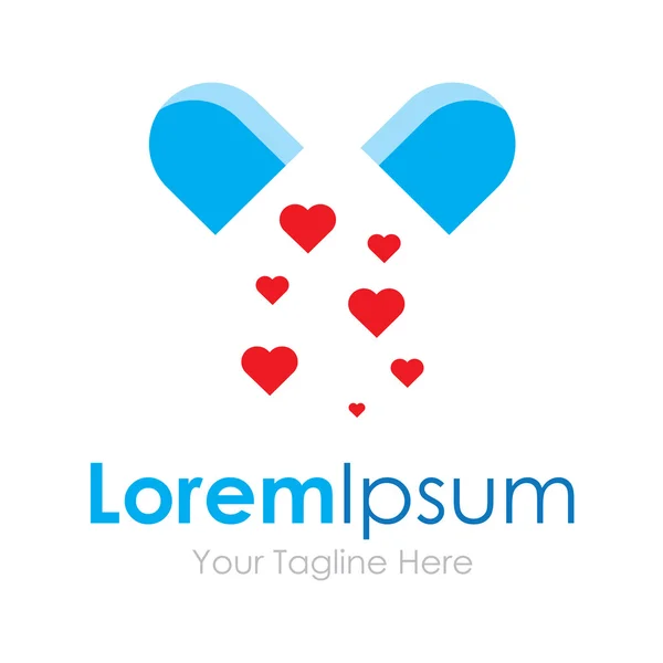 La pilule médicale pour l'icône de logo de conception graphique amour — Image vectorielle