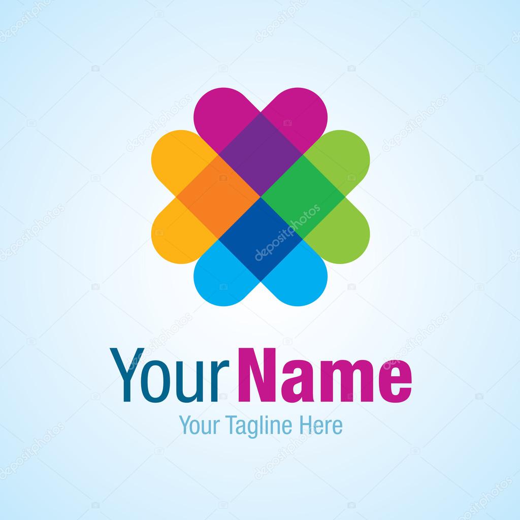 Abstract colorful heart flower graphic design logo icon