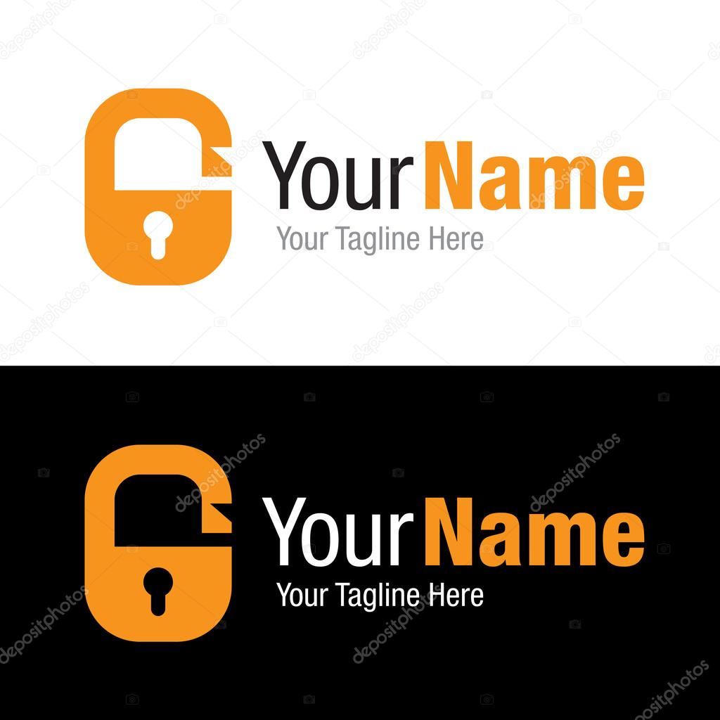 Open security lock key hole graphic design logo icon