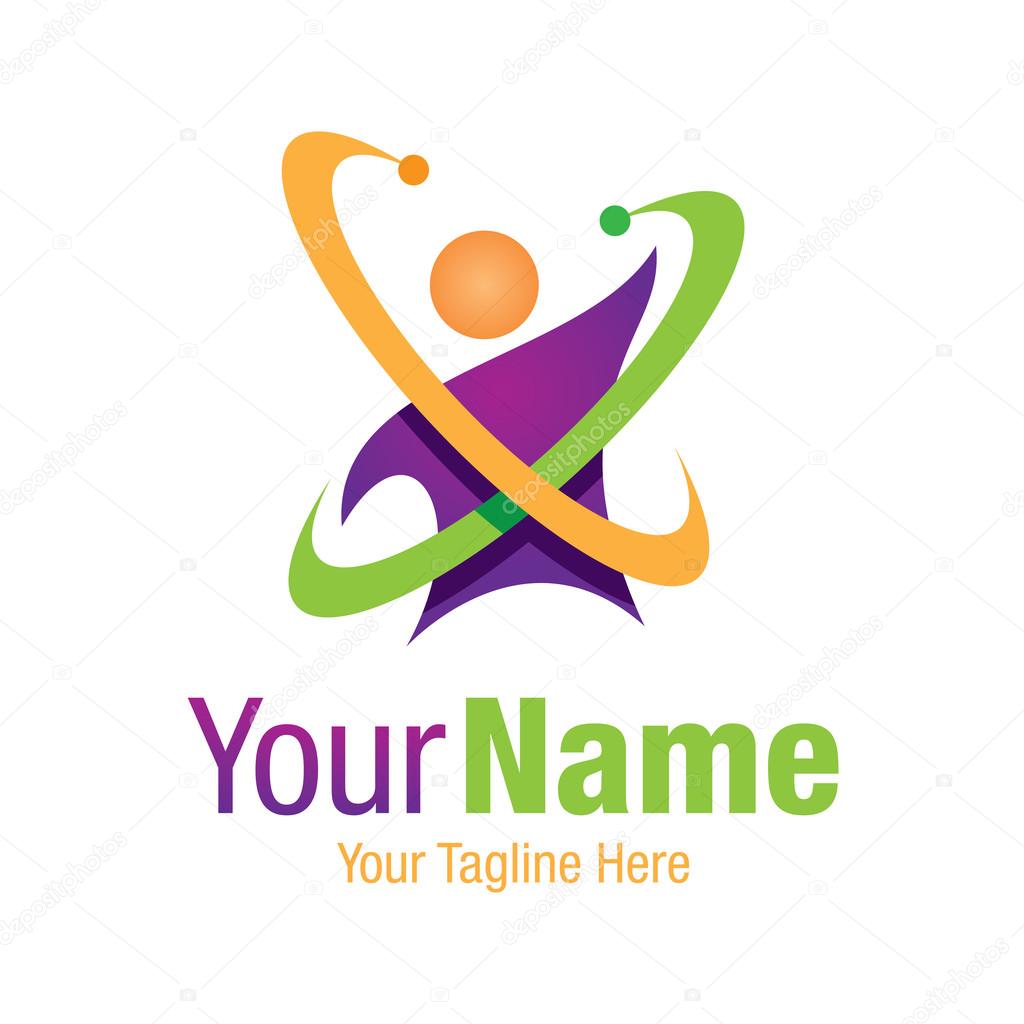 Man of science atom graphic design logo icon