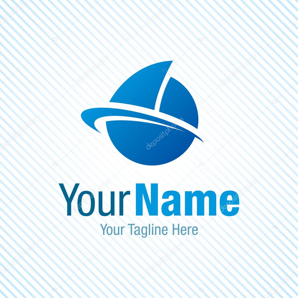 Sail the world blue boat symbol graphic design logo icon