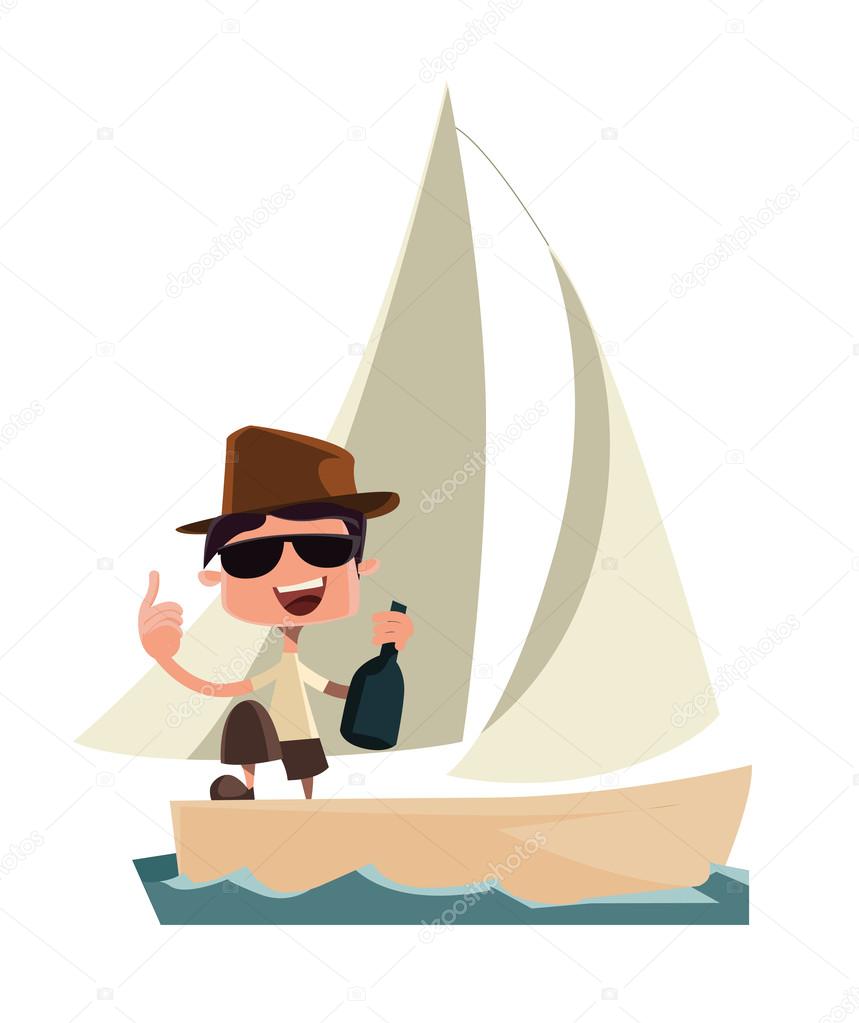 Rich man celebrating on yacht vector illustration cartoon character Stock  Vector Image by ©maximillion11 #63699951