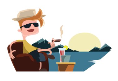Keyfini çıkarın tatil vektör çizim çizgi film karakteri tatil