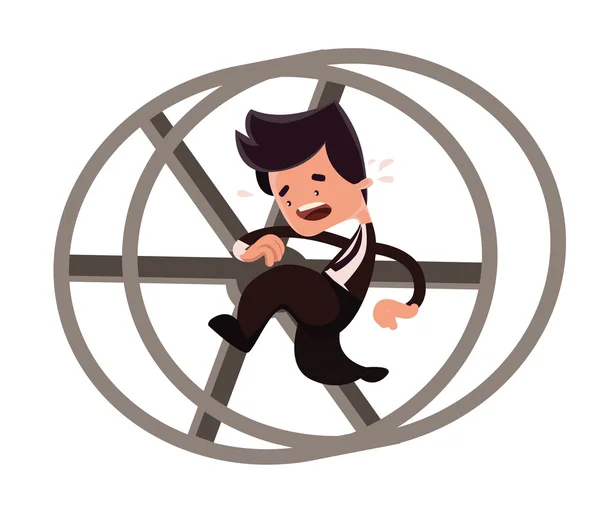 Geschäftsmann läuft in einer Schleife Vektor Illustration Cartoon-Figur — Stockvektor