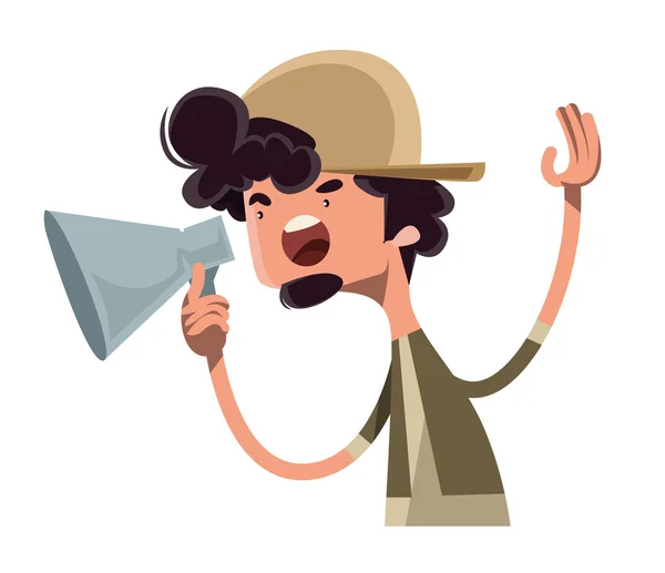 Movie director yelling cut vector illustration cartoon character — Stock Vector